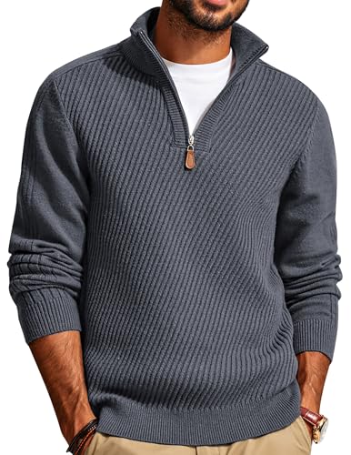 PJ PAUL JONES Herren Rollkragenpullover Langarm Strickpullover Slim Fit Weich mit Kragen Troyer Pullover Arbeitspullover Pulli, Dunkelgrau, XXL von PJ PAUL JONES