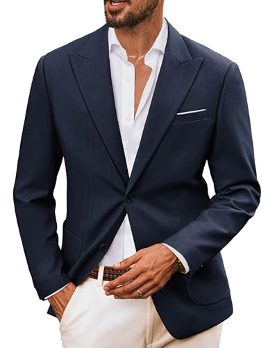 PJ PAUL JONES Herren Sakko Leinen 2 Knöpfe Sportlich Anzug Business Freizeit Blazer Sommer Leichter Regular Fit Anzugjacke, XL, Marineblau von PJ PAUL JONES