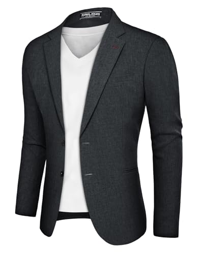 PJ PAUL JONES Herren Sakko Regular Fit 2 Knöpfe Freizeit Blazer Modern Freizeit Business Anzugjacke (Dunkelgrau Blau, S) von PJ PAUL JONES