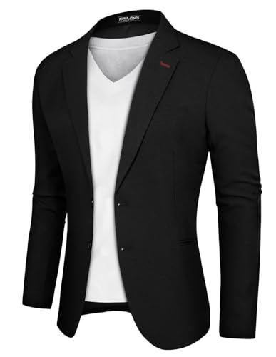 PJ PAUL JONES Herren Sakko Regular Fit 2 Knöpfe Freizeit Blazer Modern Freizeit Business Anzugjacke (Schwarz, L) von PJ PAUL JONES