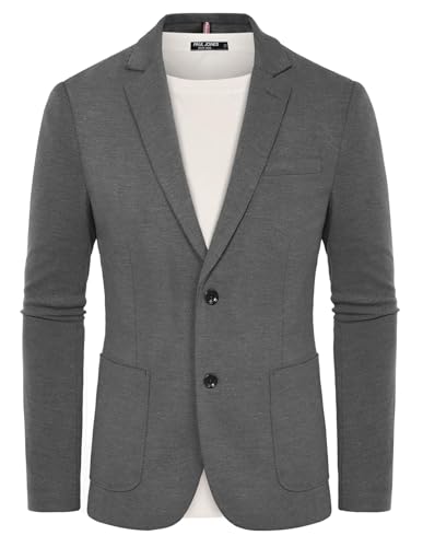 PJ PAUL JONES Herren Sakko Sportlich 2 Knöpfe Freizeit Anzugjacke Regular Fit Blazer (Dunkelgrau, M) von PJ PAUL JONES