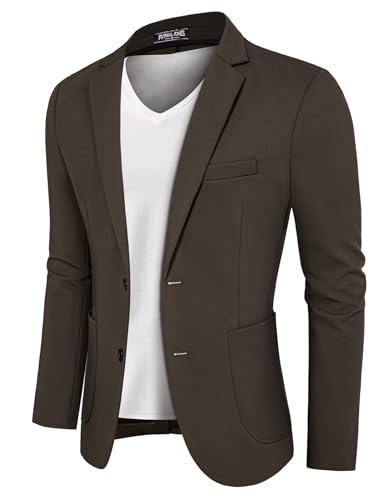 PJ PAUL JONES Herren Sakko Sportlich 2 Knöpfe Freizeit Blazer Business Anzugjacke für Hochzeit (Braun, S) von PJ PAUL JONES