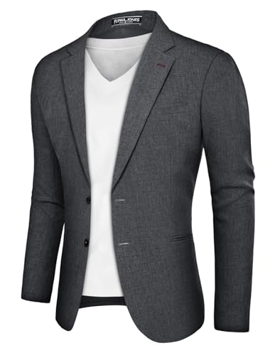 PJ PAUL JONES Herren Sakko Sportlich 2 Knöpfe Freizeit Blazer Business Anzugjacke für Hochzeit (Grau, S) von PJ PAUL JONES