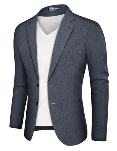 PJ PAUL JONES Herren Sakko Sportlich 2 Knöpfe Freizeit Blazer Business Anzugjacke für Hochzeit (Grau Blau, S) von PJ PAUL JONES