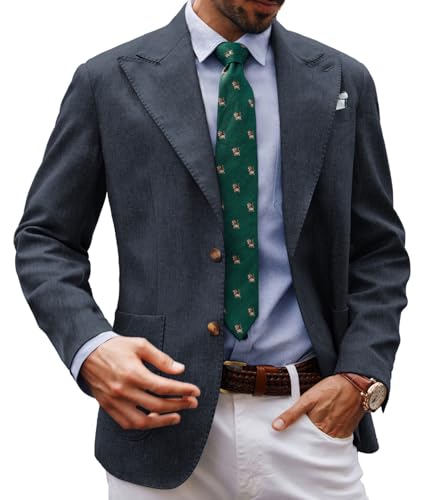 PJ PAUL JONES Herren Sakko Sportlich 2 Knöpfe Freizeit Blazer Regular Fit Anzugjacke mit Einstecktuch (Dunkelgrau, S) von PJ PAUL JONES