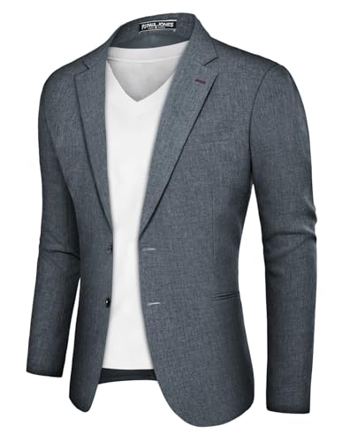 PJ PAUL JONES Herren Sakko Sportlich Freizeit Blazer 2 Knöpfe Einfarbig Leichte Jacket (Mittelgrau, XL) von PJ PAUL JONES