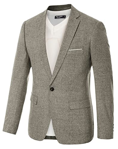 PJ PAUL JONES Herren Sakko Sportlich Freizeit Blazer Regular Fit Modern Freizeit Jackett (Khaki, S) von PJ PAUL JONES