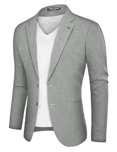 PJ PAUL JONES Herren Sakko Sportlich Leichtgewicht Modern Blazer Regular Fit Anzugjacke (Hellgrau, XL) von PJ PAUL JONES