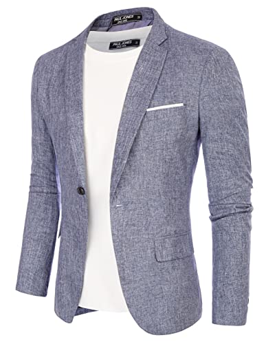 PJ PAUL JONES Herren Sakko Sportlich Regular Fit Modern Freizeit Blazer Leichte Anzugjacke (Blau, M) von PJ PAUL JONES