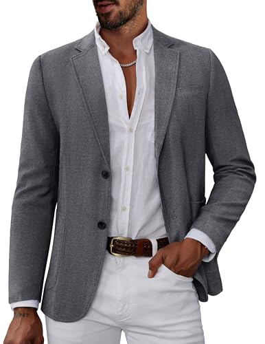 PJ PAUL JONES Herren Sakko Sportlich Regular Fit Blazer 2 Knöpfe Freizeit Business Jackett (Dunkelgrau, L) von PJ PAUL JONES