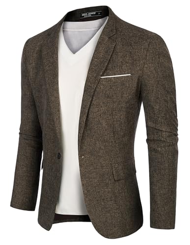 PJ PAUL JONES Herren Sakko Sportlich Regular Fit Freizeit Blazer für Business Hochzeit (Dunkelbraun, L) von PJ PAUL JONES