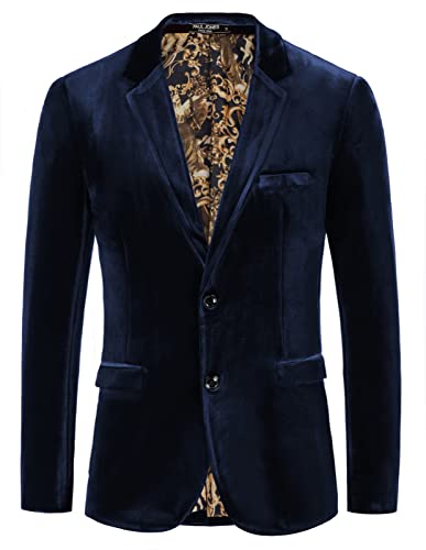 PJ PAUL JONES Herren Samt-Blazer mit zwei Knöpfen, einfarbig, schmale Passform, Sportmantel für Abendessen, Abschlussball, Hochzeit, navy, M von PJ PAUL JONES