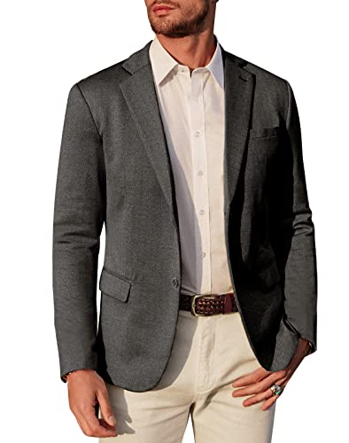 PJ PAUL JONES Herren Casual Revers Blazer Jacke Slim Fit 2 Button Casual Blazer für Büro Grauschwarz, Klein von PJ PAUL JONES