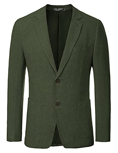 PJ PAUL JONES Herren Slim Fit Leichte Leinenjacke Tailored Blazer Sport Mantel, dunkelgrün, XL von PJ PAUL JONES