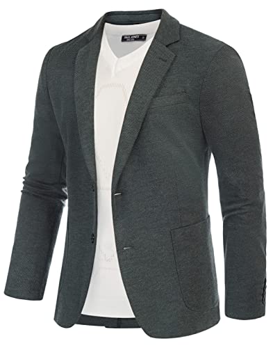 PJ PAUL JONES Herren Sportlich Regular Fit Blazer 2 Knöpfe Jersey Sakko Modern Freizeit Anzugjacke (Dunkelgrau, S) von PJ PAUL JONES