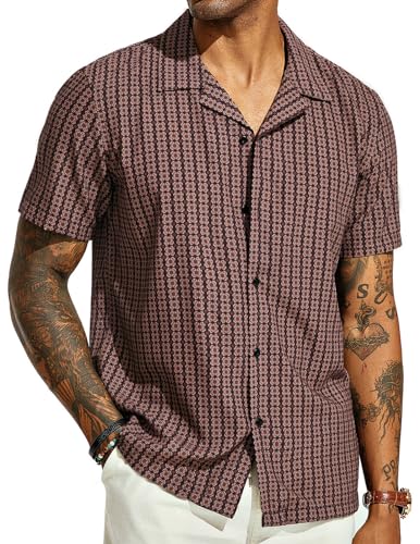 PJ PAUL JONES Herren-Strandhemd, Blumenmuster, kurzärmelig, lässig, Button-Down-Shirt, Rot/Ausflug, einfarbig (Getaway Solids), XL von PJ PAUL JONES