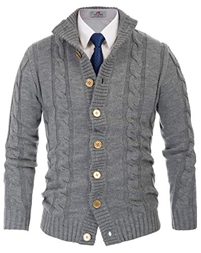 PJ PAUL JONES Herren Strickjacke Cardigan mit Stehkragen und Knopfverschluss Langarm Regular Fit Gestrickt Cardigan Hellgrau, M PJ PAUL JONES Herren Strickjacke Cardigan mit Stehkragen und Knopfverschluss Langarm Regular Fit Gestrickt Cardigan Hellgrau, M von PJ PAUL JONES