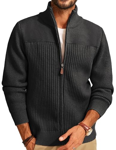 PJ PAUL JONES Herren Strickjacke Stehkragen Regular Fit Cardigan Stehkragen Winter Trachtenjacke XL Grau von PJ PAUL JONES