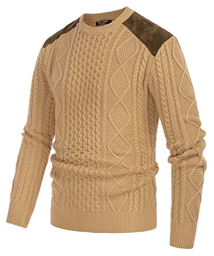 PJ PAUL JONES Herren Strickpullover Langarm Männer Strick-Pulli Sweater Regular Fit Zopfstrickpullover (Kamel, M) von PJ PAUL JONES