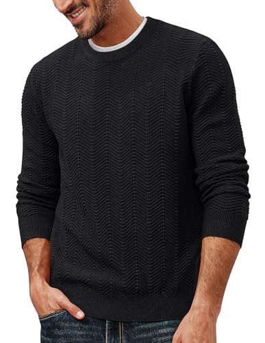 PJ PAUL JONES Herren Strickpullover Regular Fit Feinstrick Langarmshirt Baumwolle Sweater Pullover Winterpullover Schwarz, S von PJ PAUL JONES