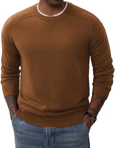 PJ PAUL JONES Herren-Sweatshirt mit Rundhalsausschnitt, Rundhalsausschnitt, Wollmischung, Strickpullover, Braun, XX-Large von PJ PAUL JONES