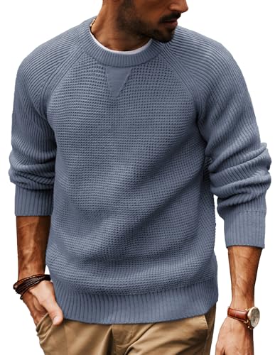 PJ PAUL JONES Herren Waffelpullover Winter Slim Fit Strickpullover Langarm Strickpullover Sweatshirts XL Hellblau von PJ PAUL JONES