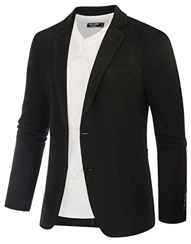 PJ PAUL JONES Jersey Blazer Herren Sportlich 2 Knöpfe Modern Freizeit Business Anzugjacke (Schwarz, 2XL) von PJ PAUL JONES