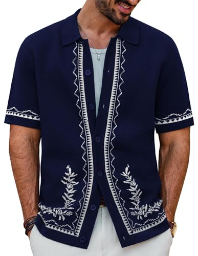 PJ PAUL JONES Klassisch Kurzarm Hemd für Männer Gestrickter Atmungsaktiv Knopfleiste Sommer Strand Urlaub Freizeithemd Königsblau XL PJ PAUL JONES Klassisch Kurzarm Hemd für Männer Gestrickter Atmungsaktiv Knopfleiste Sommer Strand Urlaub Freizeithemd Königsblau XL von PJ PAUL JONES