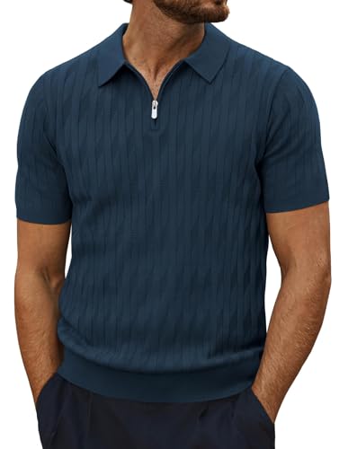 PJ PAUL JONES Poloshirt Herren Kurzarm Strick lässiges Polo Tshirt Herren Marineblau M von PJ PAUL JONES