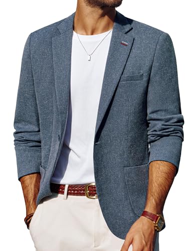 PJ PAUL JONES Leinen Sakko Herren Sportlich Regular fit Anzugjacke Hochzeit Sakko Jeansblau XXL von PJ PAUL JONES