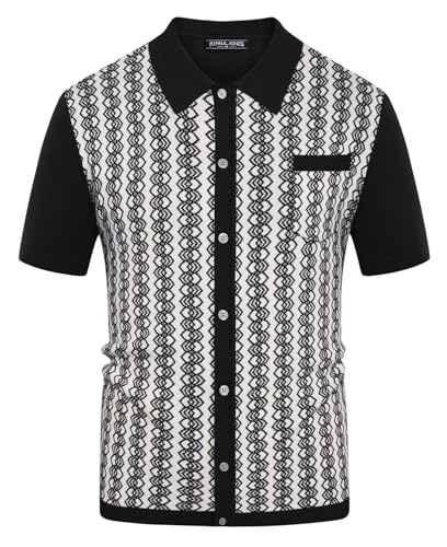 PJ PAUL JONES Poloshirt Herren Kurzarm Sommer Vintage Golfshirt Regular Fit Polohemd (Schwarz, M) von PJ PAUL JONES