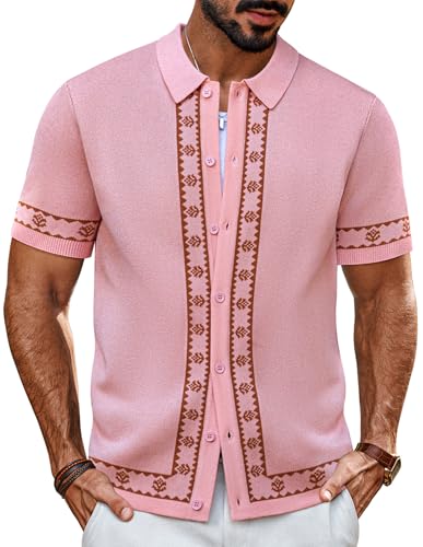 PJ PAUL JONES Poloshirts Herren Regular Fit Kurzarm Muster Button Down Poloshirt Herren Rosa XXL PJ PAUL JONES Poloshirts Herren Regular Fit Kurzarm Muster Button Down Poloshirt Herren Rosa XXL von PJ PAUL JONES