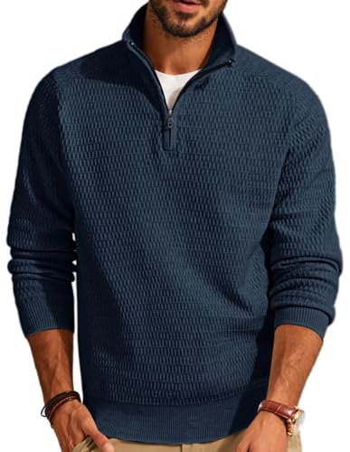 PJ PAUL JONES Pullover Herren Arbeitspullover Strickpullover mit Reissverschluss und Stehkragen Königsblau M von PJ PAUL JONES