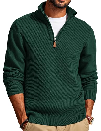 PJ PAUL JONES Pullover Herren Langarm Troyer Strickpullover Rollkragenshirt Winter Arbeitspullover Pulli Sweatshirt, Dunkelgrün, S von PJ PAUL JONES