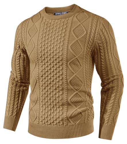 PJ PAUL JONES Pullover Herren moderner Basic Strickpullover Langarm Rippstrickpullover (Khaki, 2XL) von PJ PAUL JONES