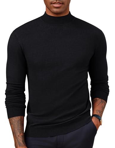PJ PAUL JONES Pullover für Herren Fenstrick Slim Fit Unterziehrolli Dünner Rollkragenpullover Unterziehrolli Schwarz XL von PJ PAUL JONES