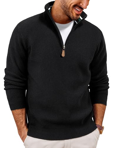 PJ PAUL JONES Pullover für Herren mit Reissverschluss Strickpullover Troyer Pullover Herren L Schwarz von PJ PAUL JONES