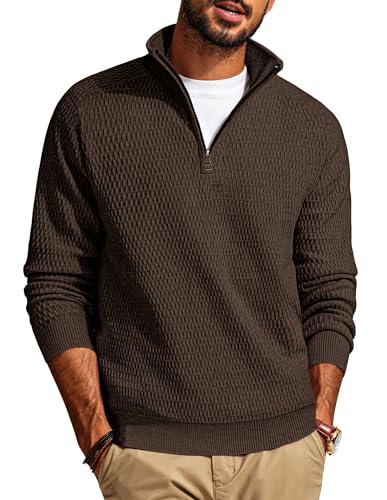 PJ PAUL JONES Pullover & Strickjacken für Herren Stehkragen Troyer Pullover mit Reißverschluss Espresso XXL von PJ PAUL JONES
