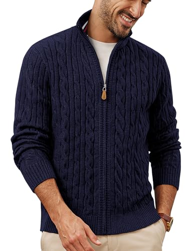 PJ PAUL JONES Pullover & Strickjacken für Herren mit Reissverschluss Regular Fit Cardigan Marineblau XXL von PJ PAUL JONES