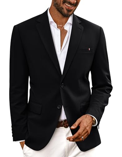 PJ PAUL JONES Sakko Herren Modern Anzugjacke Blazer Regular Fit Sommer Sportlich Jackett 2 Knöpfe XXL Schwarz von PJ PAUL JONES