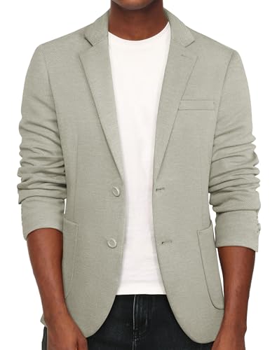 PJ PAUL JONES Sakko Herren Regular Fit Sportlich Freizeit Blazer 2 Knöpfe Anzugjacke für Business (Hellgraugrün, M) von PJ PAUL JONES