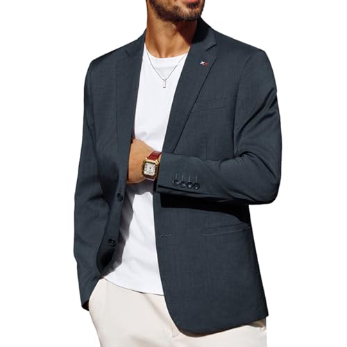 PJ PAUL JONES Sakko Herren Sportlich Freizeit Modern Anzugjacken Regular Fit 2 Knöpfe Business Blazer (M, Dunkelblau) von PJ PAUL JONES