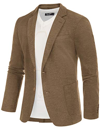 PJ PAUL JONES Sakko Herren Sportlich Regular Fit 2 Knöpfe Modern Jersey Blazer Lange Ärmel (Braun, XL) von PJ PAUL JONES