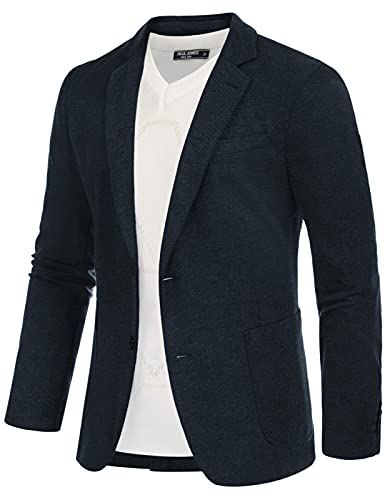 PJ PAUL JONES Sakko Herren Sportlich Regular Fit 2 Knöpfe Modern Jersey Blazer Lange Ärmel (Navy blau, 2XL) von PJ PAUL JONES