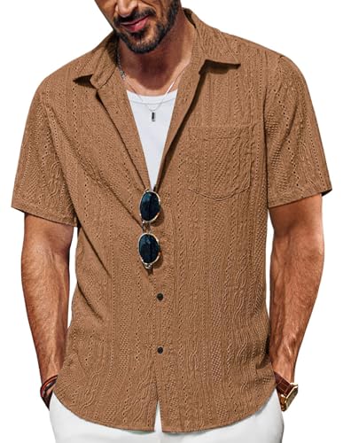 PJ PAUL JONES Sommerhemd Herren Business Hemd Freizeithemden für Herren Hemden Button Down Braun XL von PJ PAUL JONES