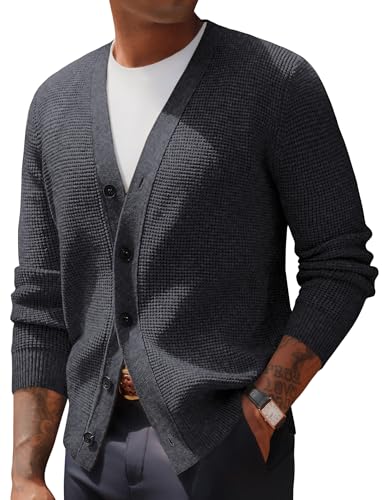 PJ PAUL JONES Strickjacken für Herren Winter Button Down Cardigan Dunkelgrau XL von PJ PAUL JONES