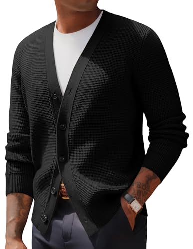 PJ PAUL JONES Strickjacken für Herren Winter Button Down Cardigan Schwarz XL von PJ PAUL JONES