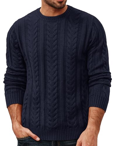 PJ PAUL JONES Strickpullover Herren Strickpullover Zopfmuster Pullover mit Rundhals Pullover Pulli Herren S Marineblau von PJ PAUL JONES