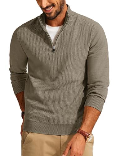PJ PAUL JONES Strickpullover Herren Troyer Pullover Regular fit Strickpulli mit Stehkragen für Männer (Braun, M) von PJ PAUL JONES