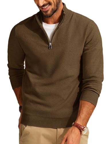 PJ PAUL JONES Strickpullover für Herren Troyer Pullover Regular Fit Winterpullover für Freizeit (Kaffe, S) von PJ PAUL JONES